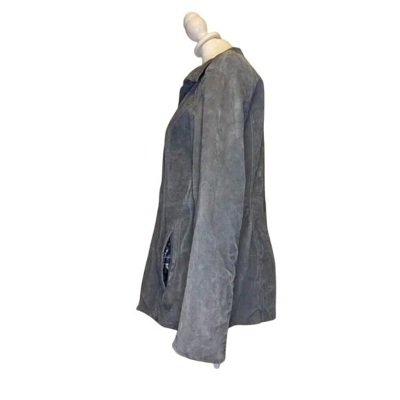 Womens Grey Suede Leather Jacket  Dennis Basso XSmall zip front jacket - Picture 3 of 11